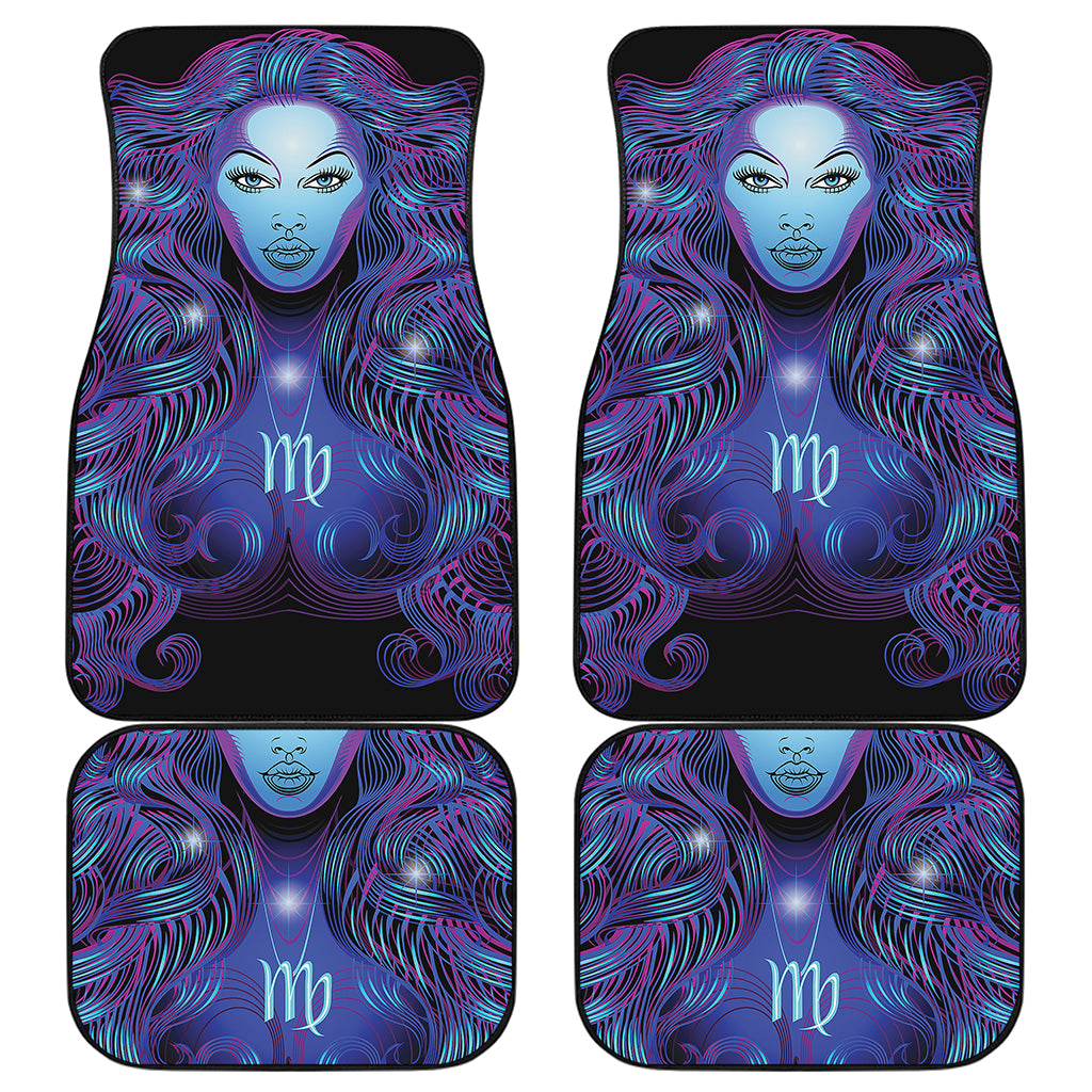 Dark Virgo Zodiac Sign Print Front and Back Car Floor Mats