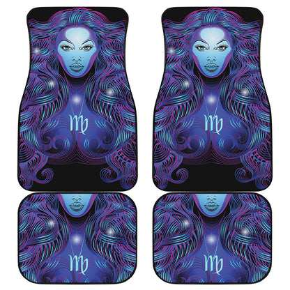 Dark Virgo Zodiac Sign Print Front and Back Car Floor Mats