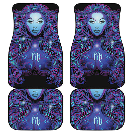 Dark Virgo Zodiac Sign Print Front and Back Car Floor Mats