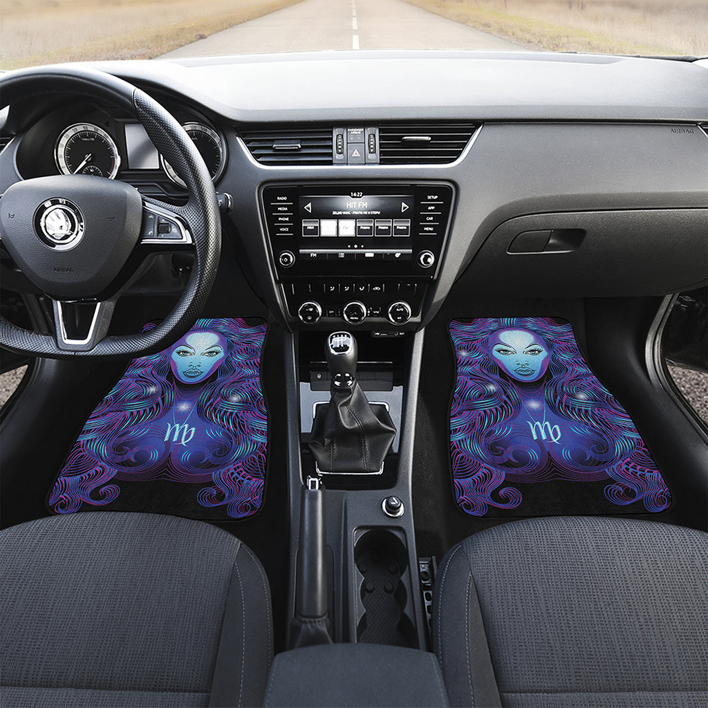Dark Virgo Zodiac Sign Print Front and Back Car Floor Mats