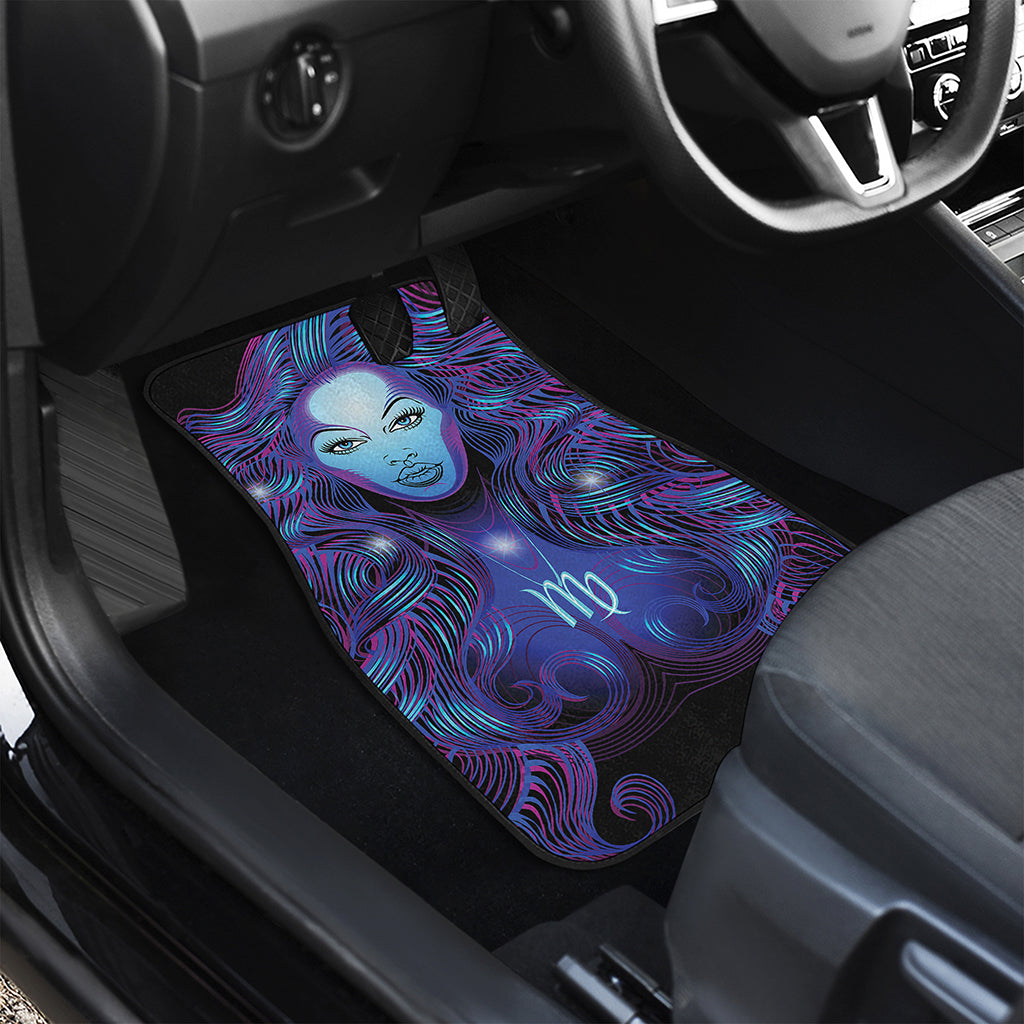 Dark Virgo Zodiac Sign Print Front and Back Car Floor Mats