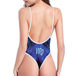 Dark Virgo Zodiac Sign Print High Cut One Piece Swimsuit