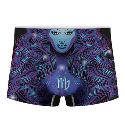 Dark Virgo Zodiac Sign Print Men's Boxer Briefs