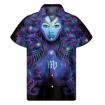 Dark Virgo Zodiac Sign Print Men's Short Sleeve Shirt