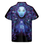 Dark Virgo Zodiac Sign Print Men's Short Sleeve Shirt