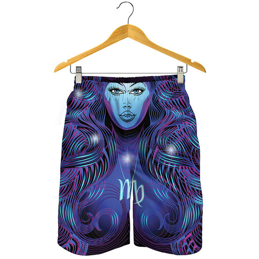 Dark Virgo Zodiac Sign Print Men's Shorts