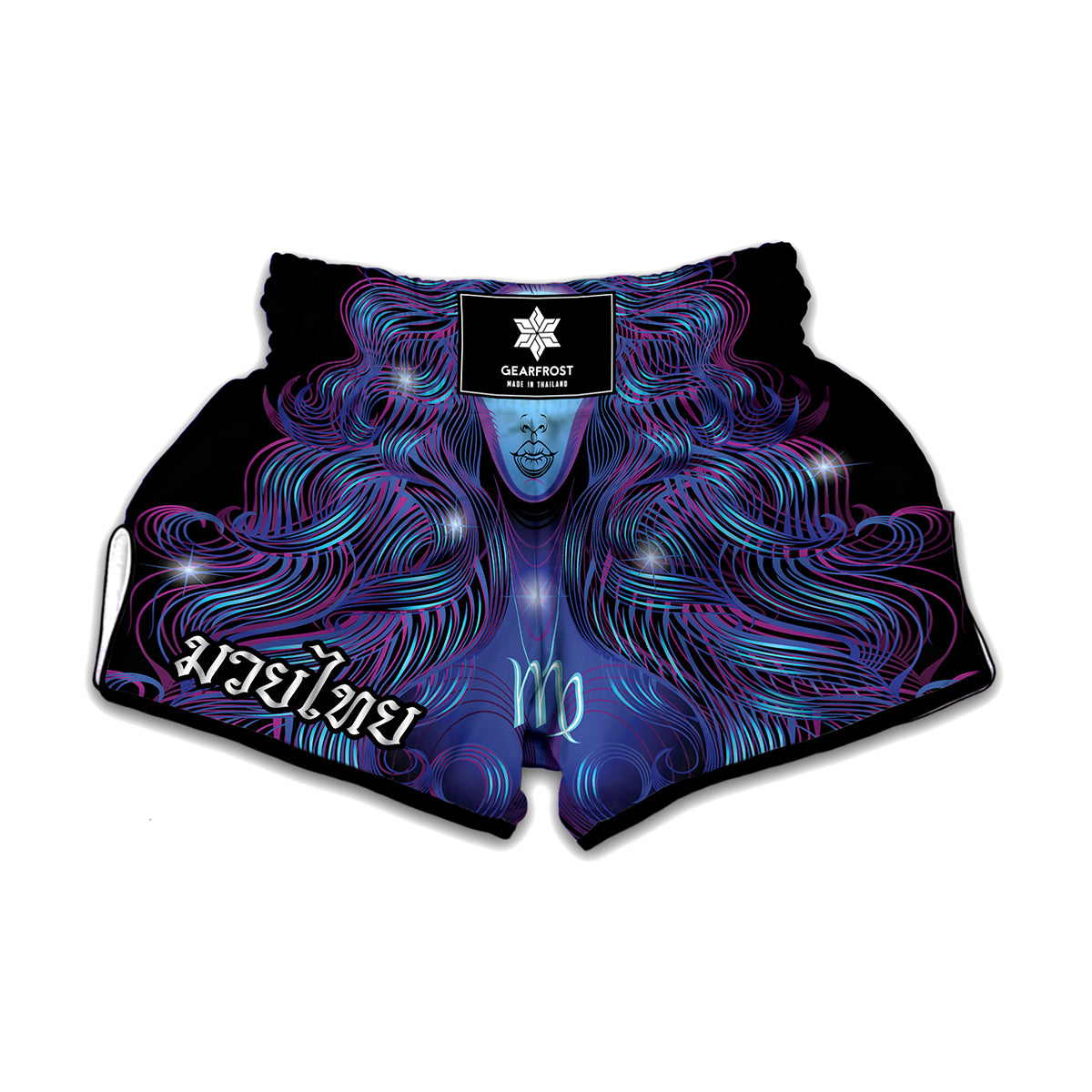 Dark Virgo Zodiac Sign Print Muay Thai Boxing Shorts