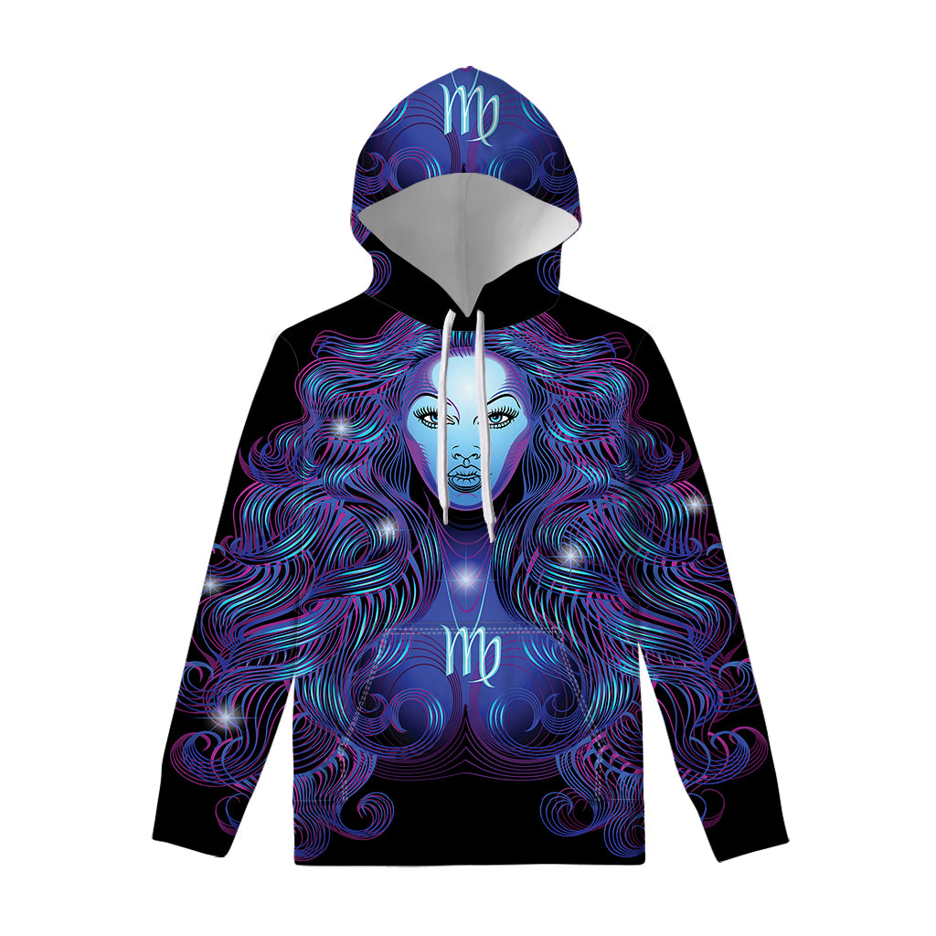 Dark Virgo Zodiac Sign Print Pullover Hoodie