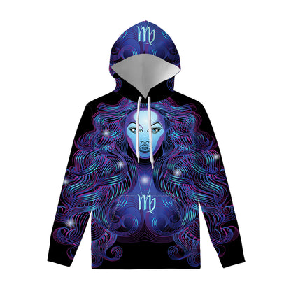 Dark Virgo Zodiac Sign Print Pullover Hoodie