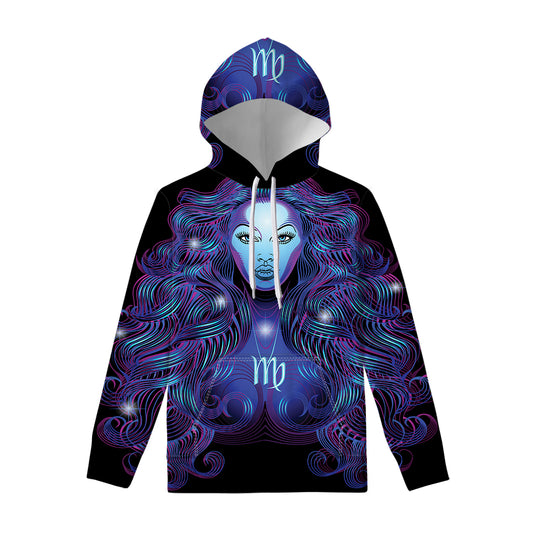Dark Virgo Zodiac Sign Print Pullover Hoodie