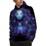 Dark Virgo Zodiac Sign Print Pullover Hoodie