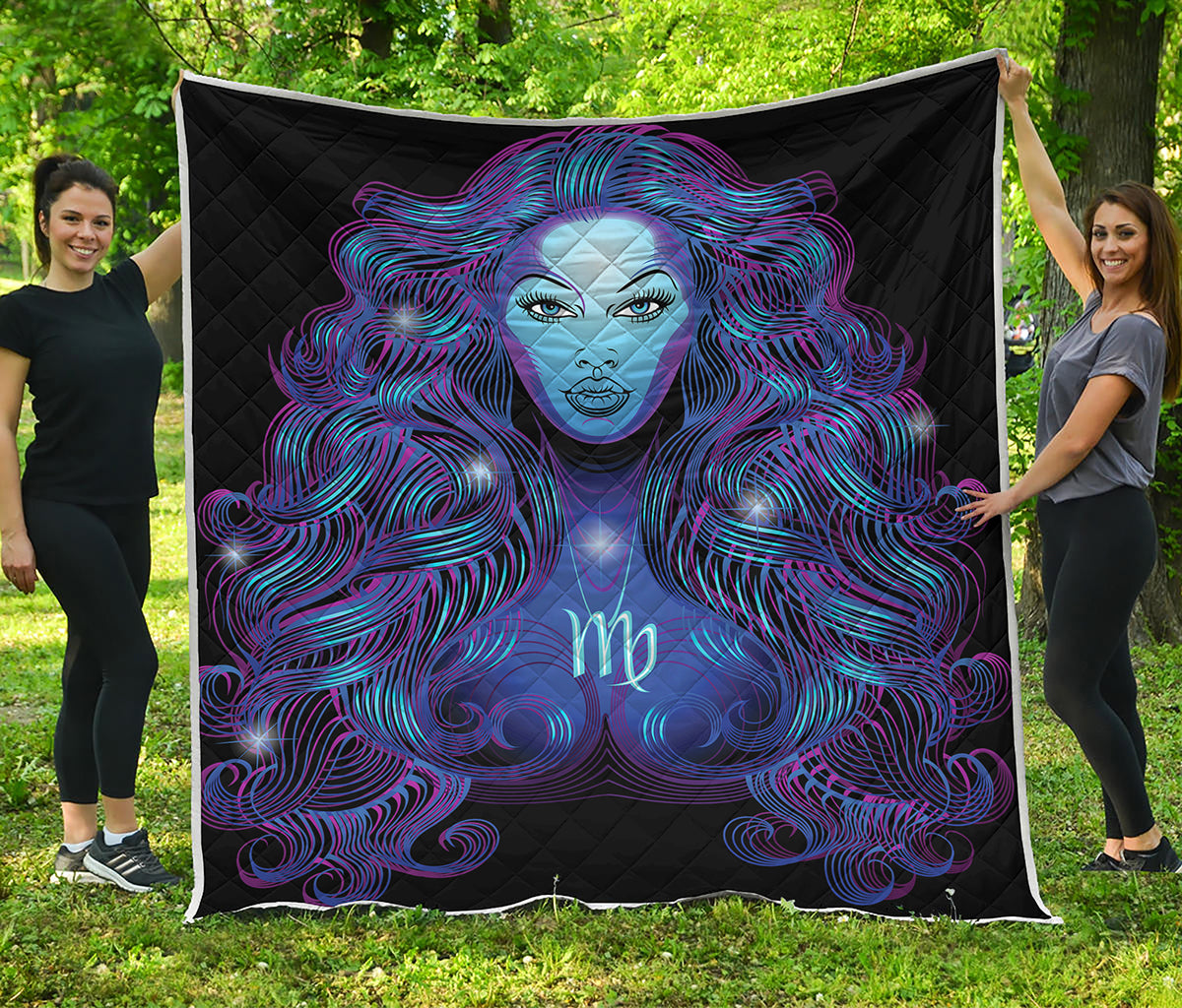 Dark Virgo Zodiac Sign Print Quilt