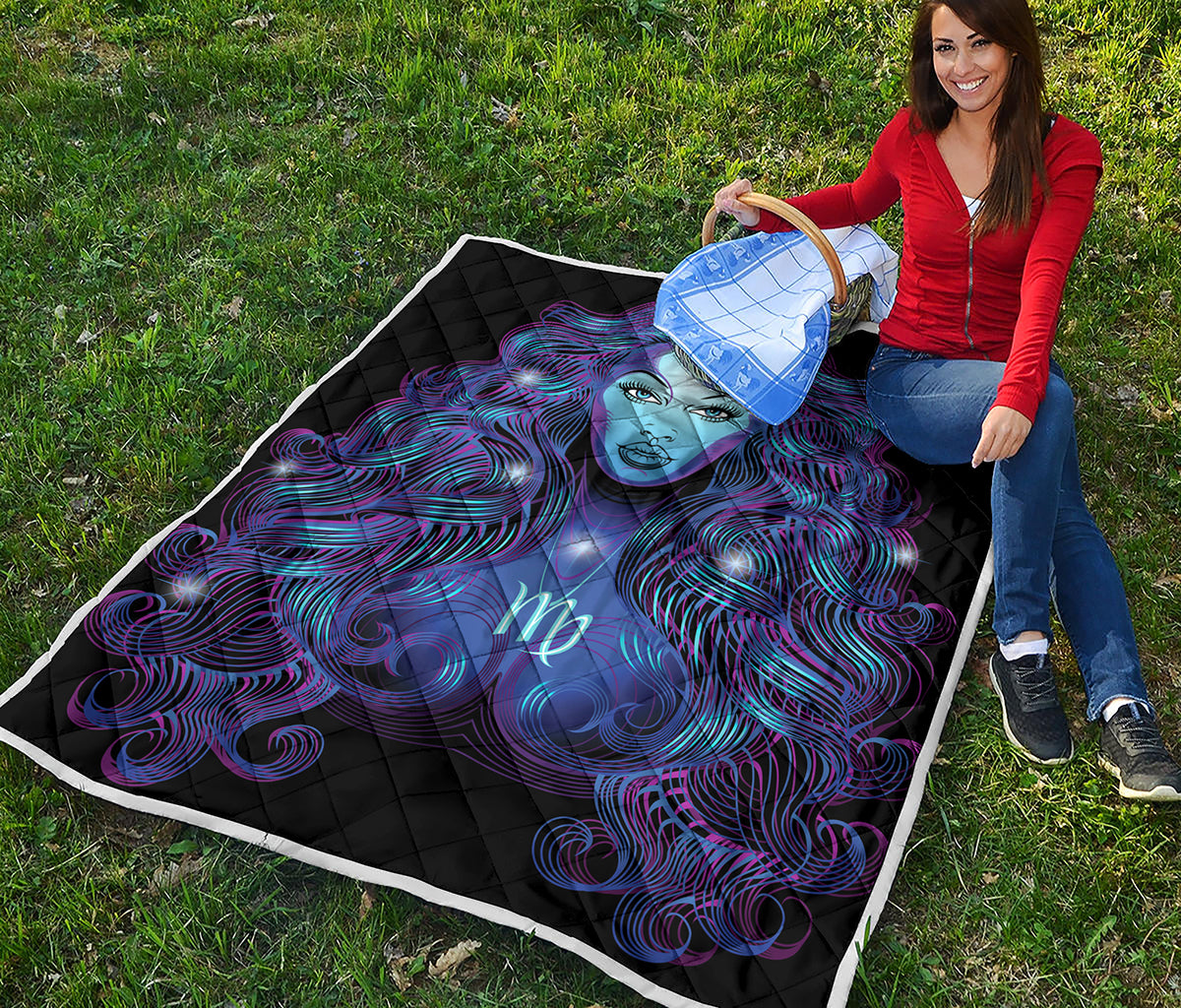 Dark Virgo Zodiac Sign Print Quilt