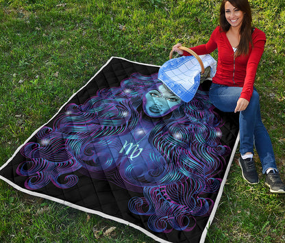 Dark Virgo Zodiac Sign Print Quilt