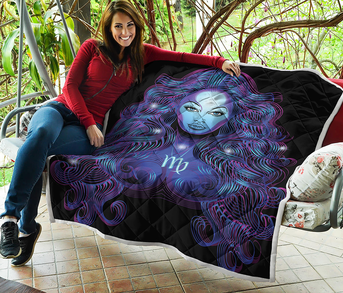 Dark Virgo Zodiac Sign Print Quilt