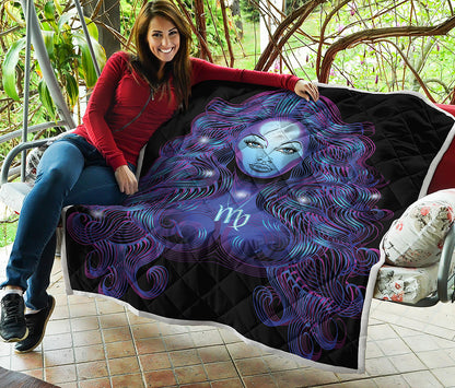 Dark Virgo Zodiac Sign Print Quilt