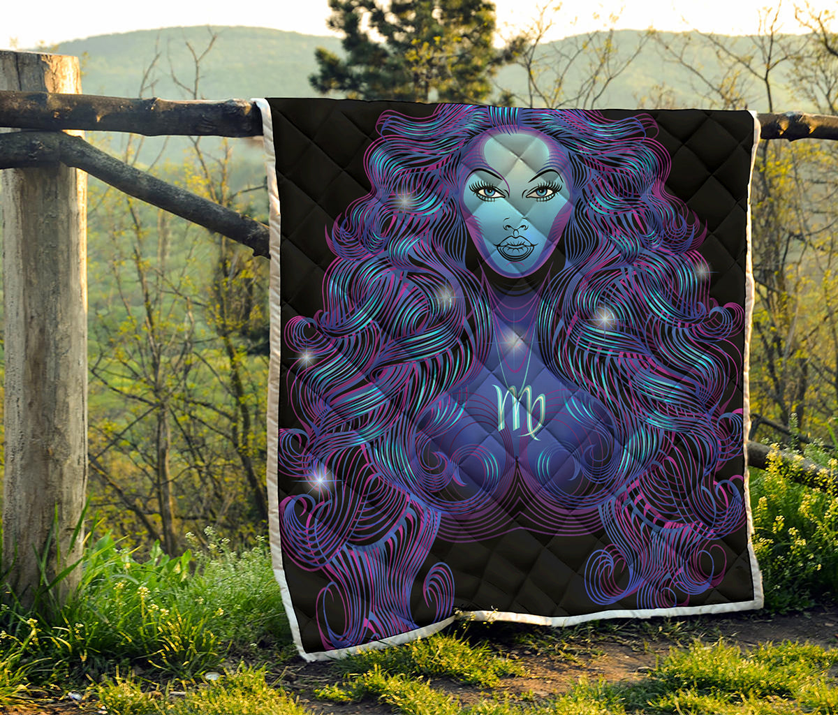 Dark Virgo Zodiac Sign Print Quilt