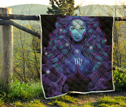 Dark Virgo Zodiac Sign Print Quilt