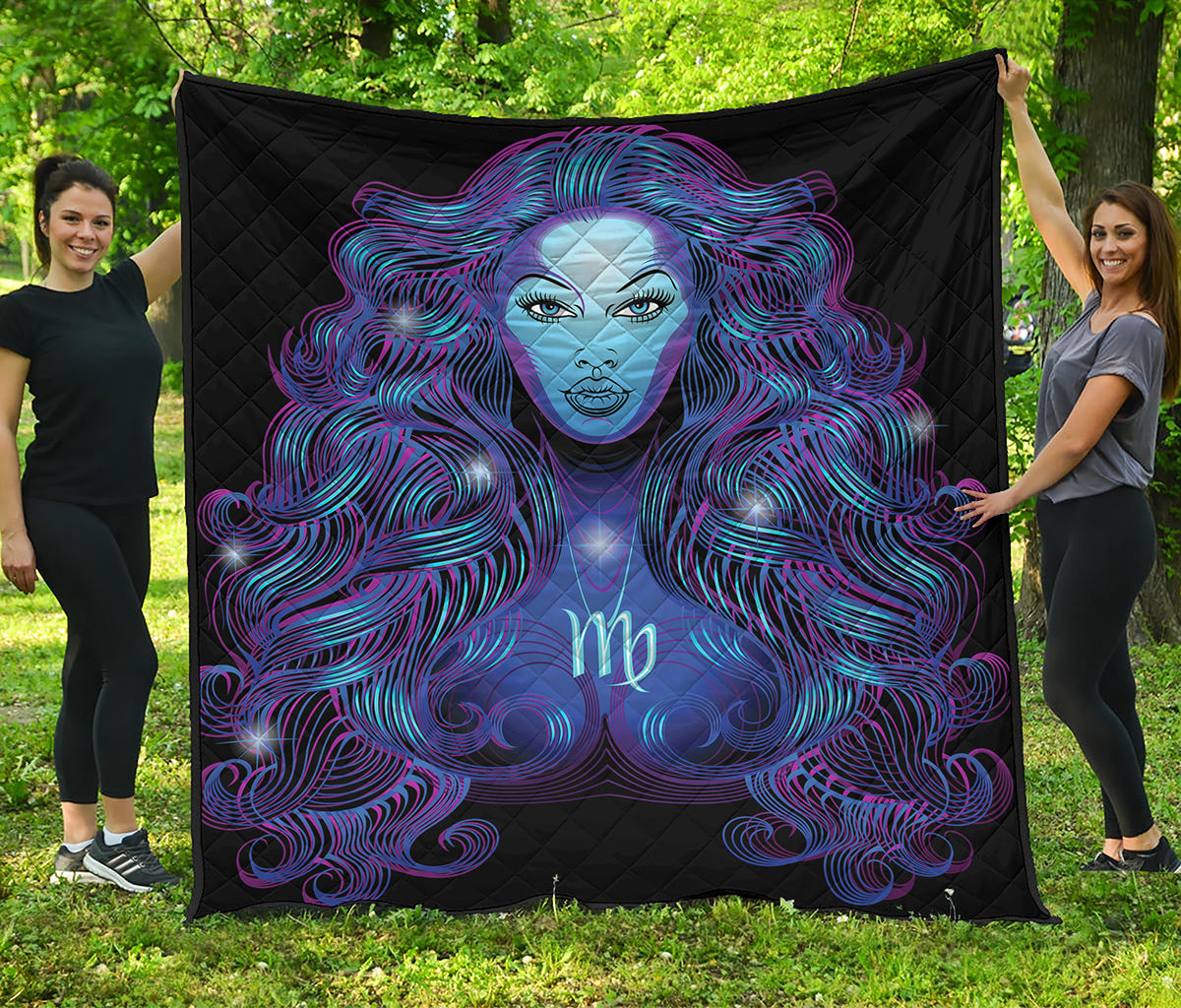 Dark Virgo Zodiac Sign Print Quilt