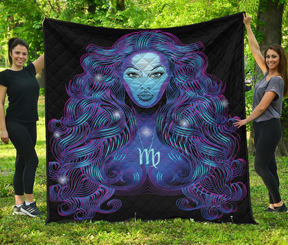 Dark Virgo Zodiac Sign Print Quilt
