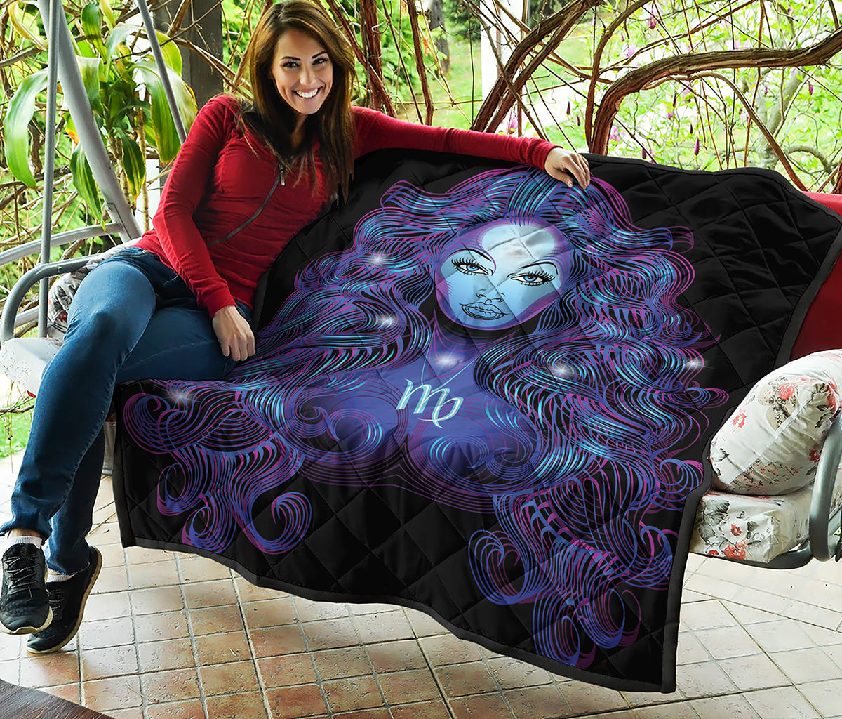 Dark Virgo Zodiac Sign Print Quilt