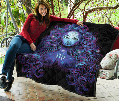 Dark Virgo Zodiac Sign Print Quilt