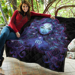 Dark Virgo Zodiac Sign Print Quilt