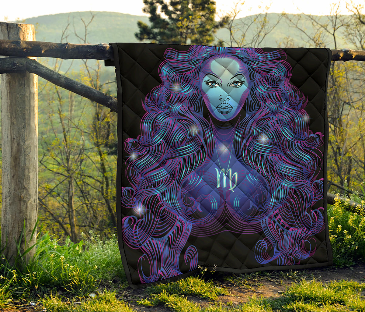 Dark Virgo Zodiac Sign Print Quilt