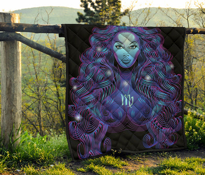 Dark Virgo Zodiac Sign Print Quilt