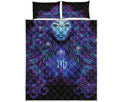 Dark Virgo Zodiac Sign Print Quilt Bed Set
