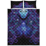 Dark Virgo Zodiac Sign Print Quilt Bed Set