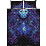 Dark Virgo Zodiac Sign Print Quilt Bed Set