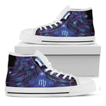 Dark Virgo Zodiac Sign Print White High Top Shoes