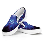 Dark Virgo Zodiac Sign Print White Slip On Shoes
