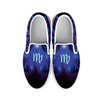 Dark Virgo Zodiac Sign Print White Slip On Shoes