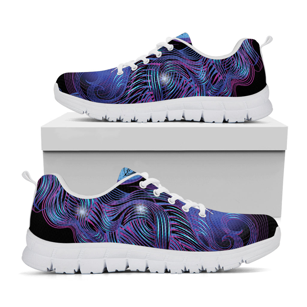 Dark Virgo Zodiac Sign Print White Sneakers