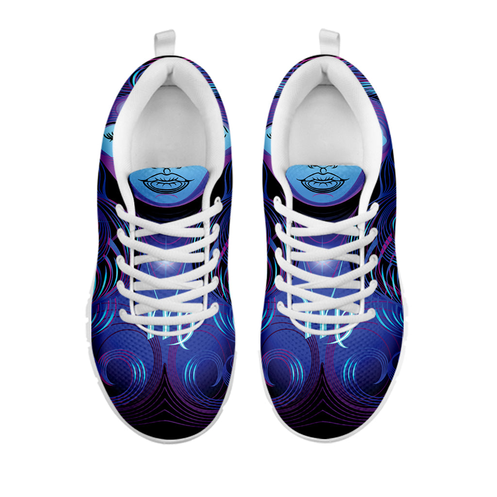 Dark Virgo Zodiac Sign Print White Sneakers