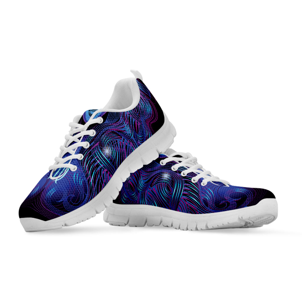 Dark Virgo Zodiac Sign Print White Sneakers