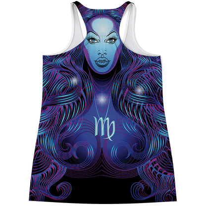Dark Virgo Zodiac Sign Print Women's Racerback Tank Top