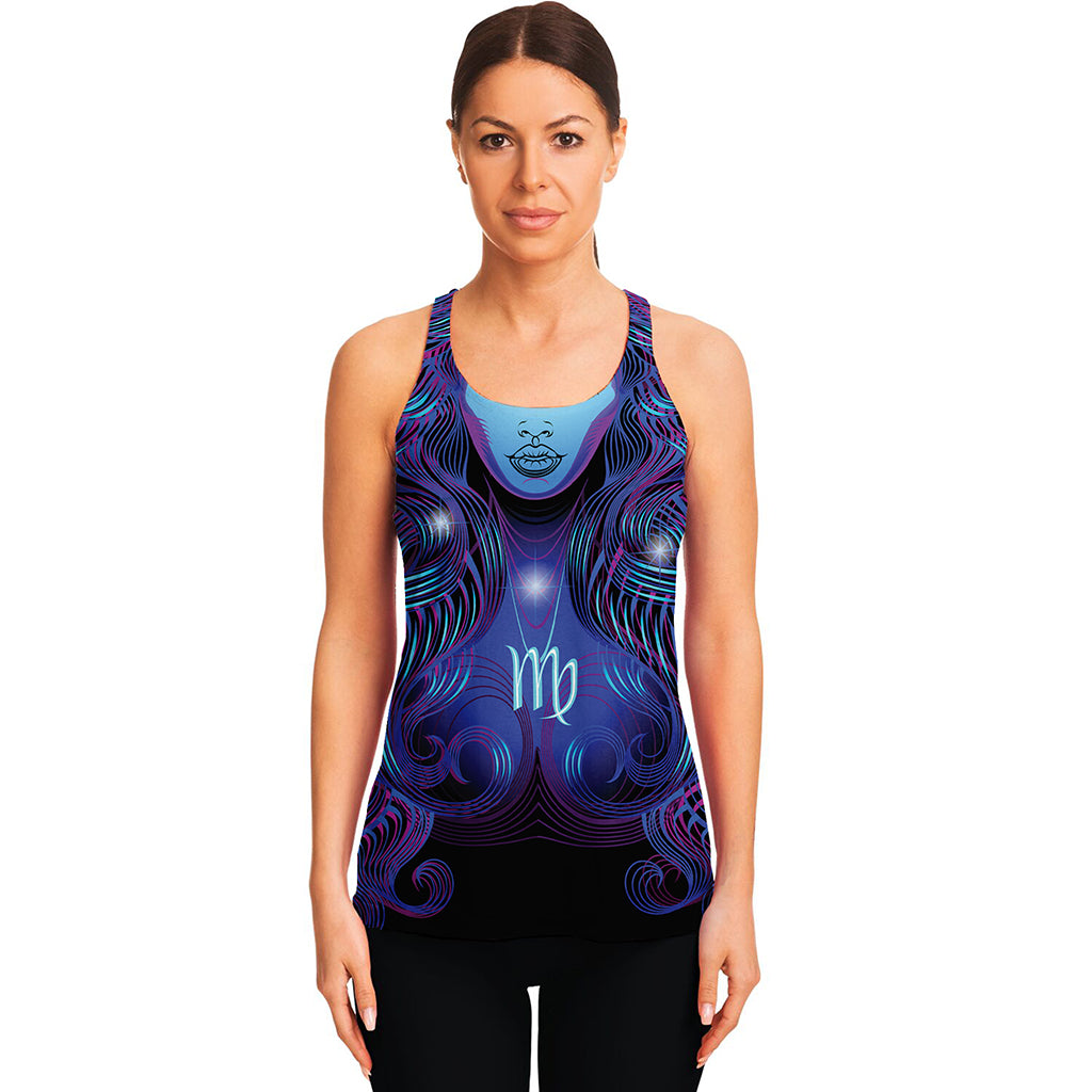 Dark Virgo Zodiac Sign Print Women's Racerback Tank Top