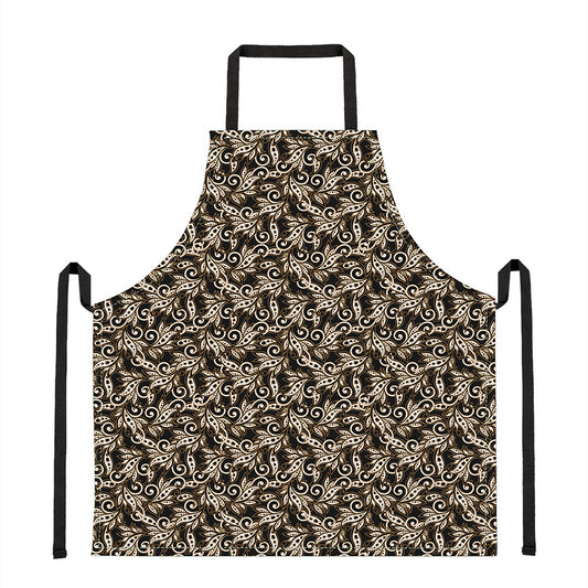 Dark Western Floral Pattern Print Apron