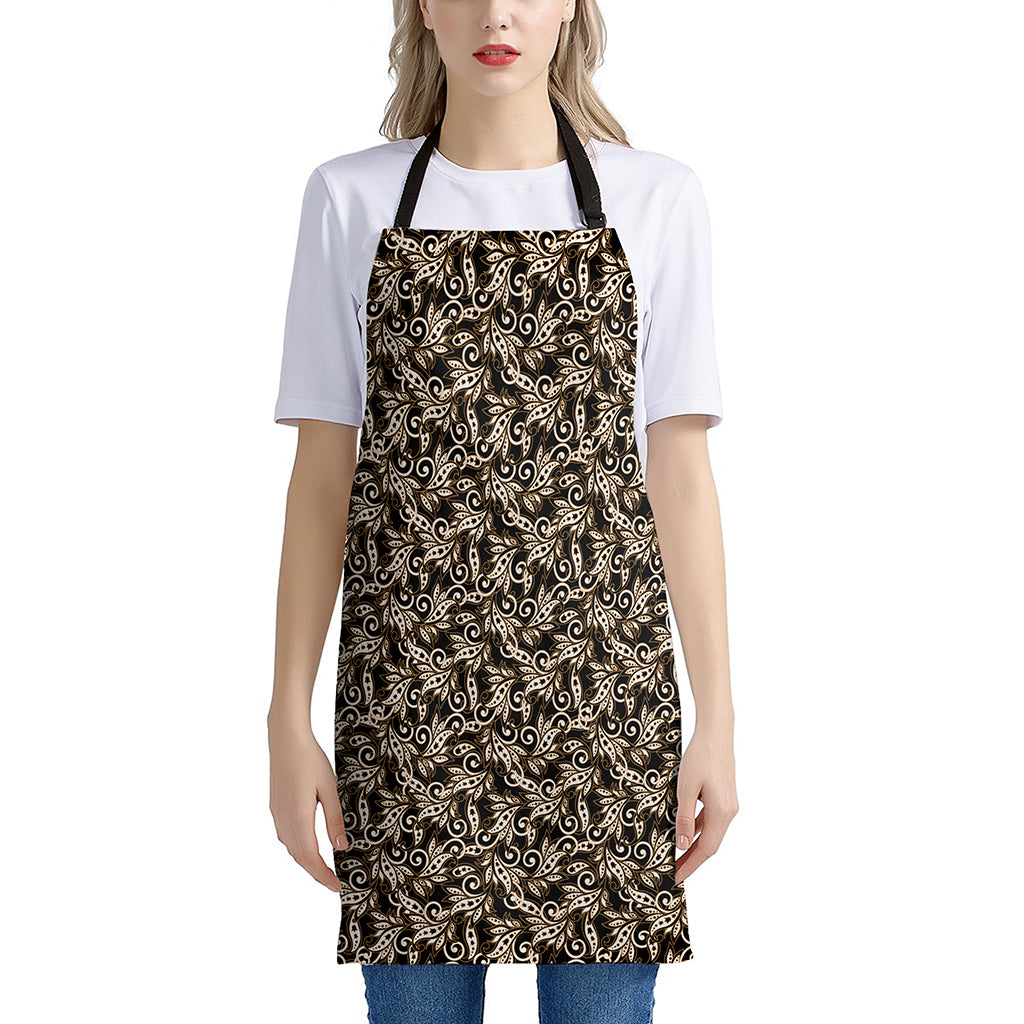 Dark Western Floral Pattern Print Apron