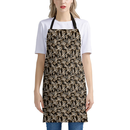 Dark Western Floral Pattern Print Apron