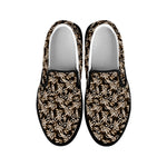 Dark Western Floral Pattern Print Black Slip On Shoes