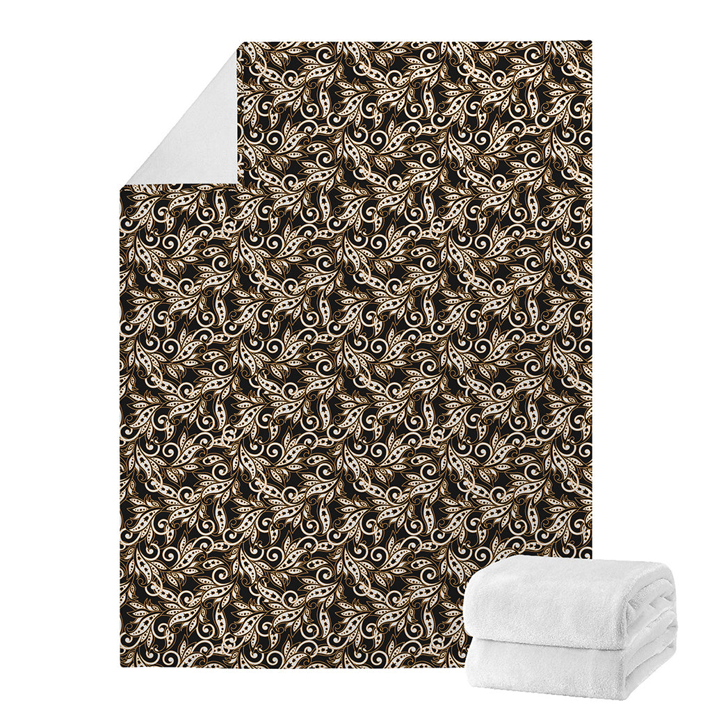 Dark Western Floral Pattern Print Blanket