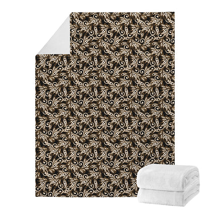 Dark Western Floral Pattern Print Blanket