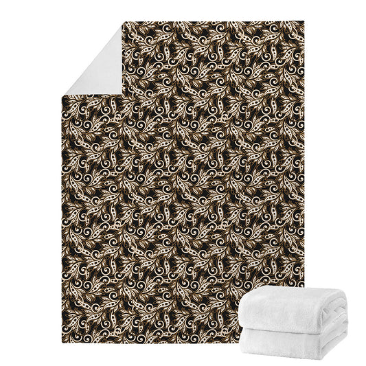 Dark Western Floral Pattern Print Blanket