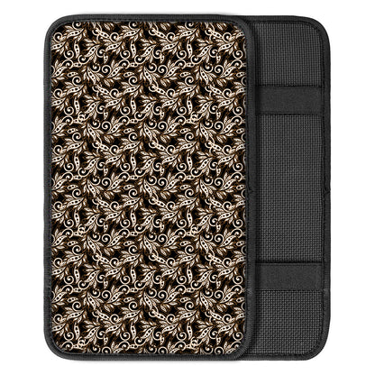 Dark Western Floral Pattern Print Car Center Console Cover