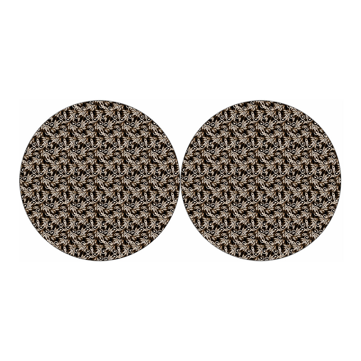Dark Western Floral Pattern Print Car Coasters