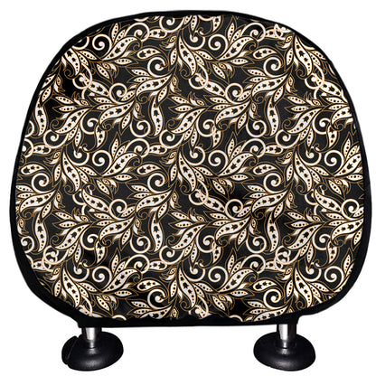 Dark Western Floral Pattern Print Car Headrest Covers
